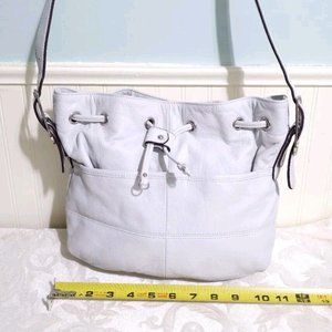 Tignanello Light Gray Leather Shoulder Bag